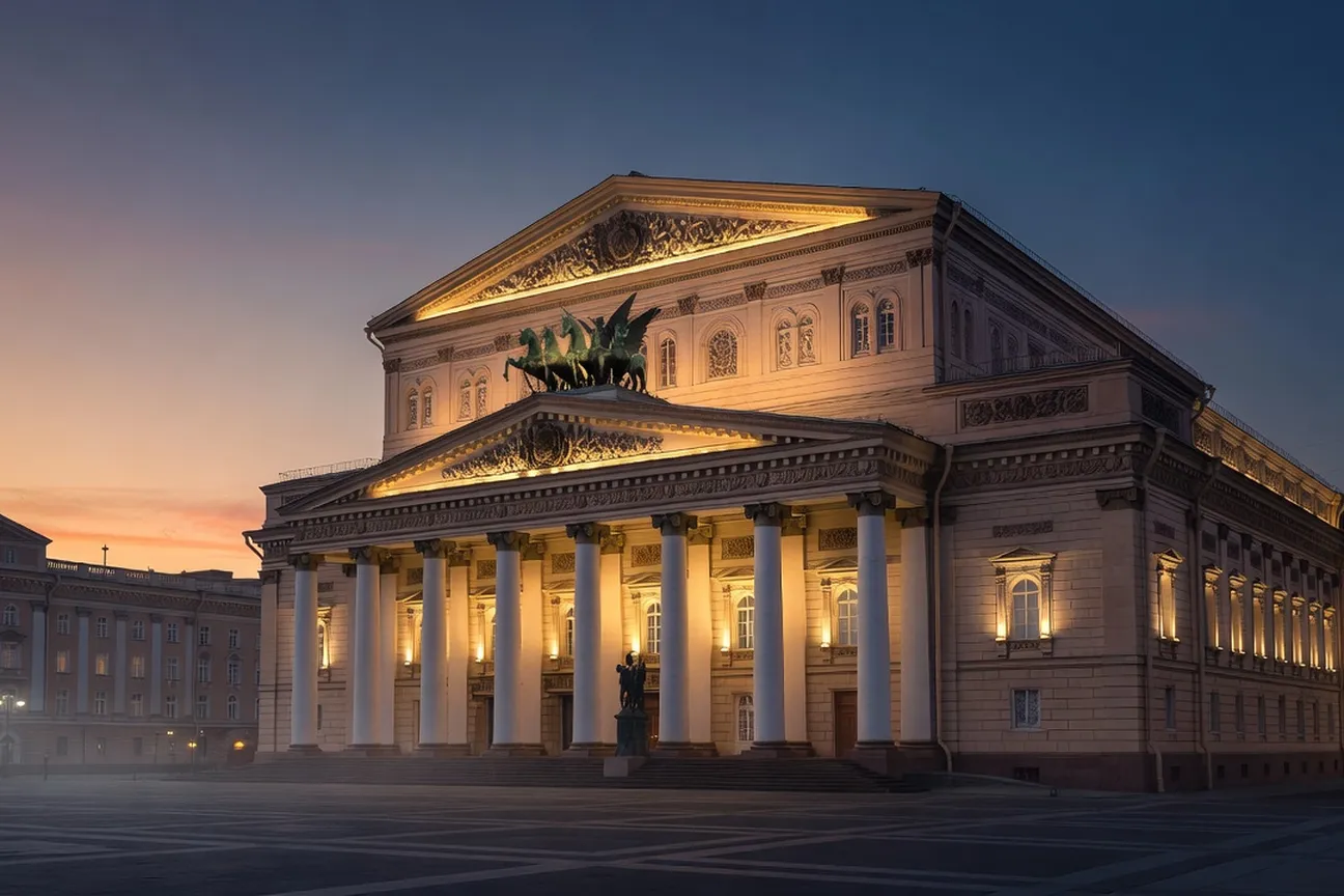 Intérieur du Théâtre Bolchoï de Moscou pendant un spectacle de ballet classique